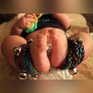 Handknitted Baby Ankle Jinglets, NWT! Assorted Colors